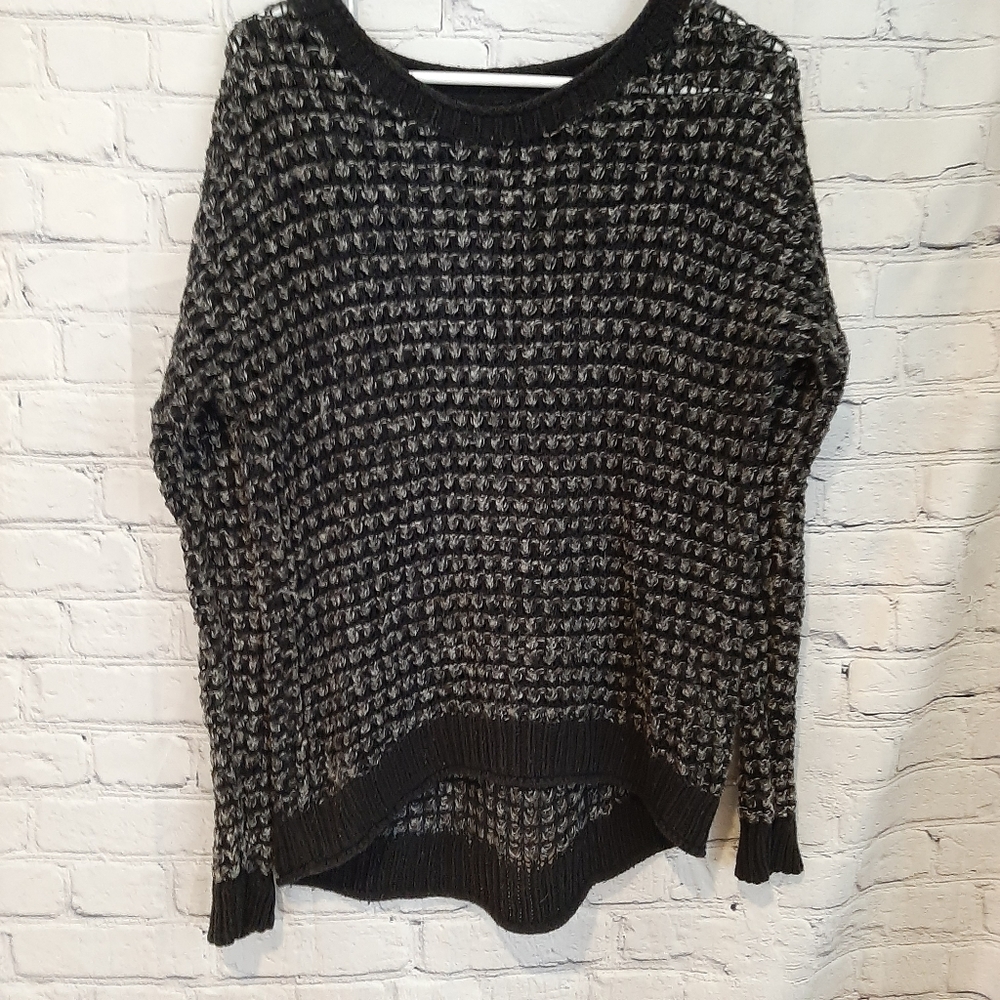 Lucky Brand Open Weave Black and Gray Sweater SM - Picture 7 of 12
